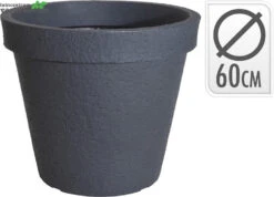 BLOEMPOT ROND STONELOOK ANTRACIET