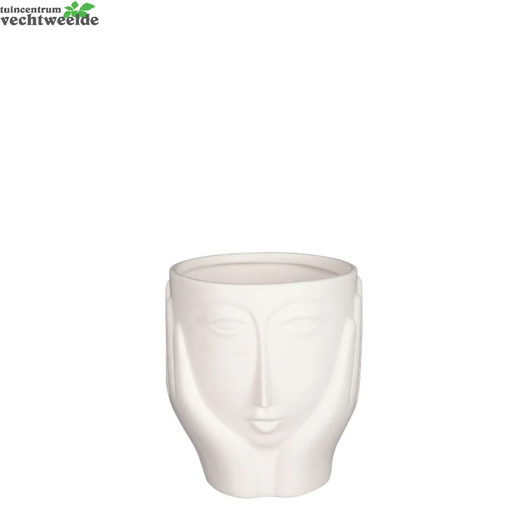 Pot Gezicht D14.5h16cm Wit 3 Pot Gezicht D14.5h16cm Wit