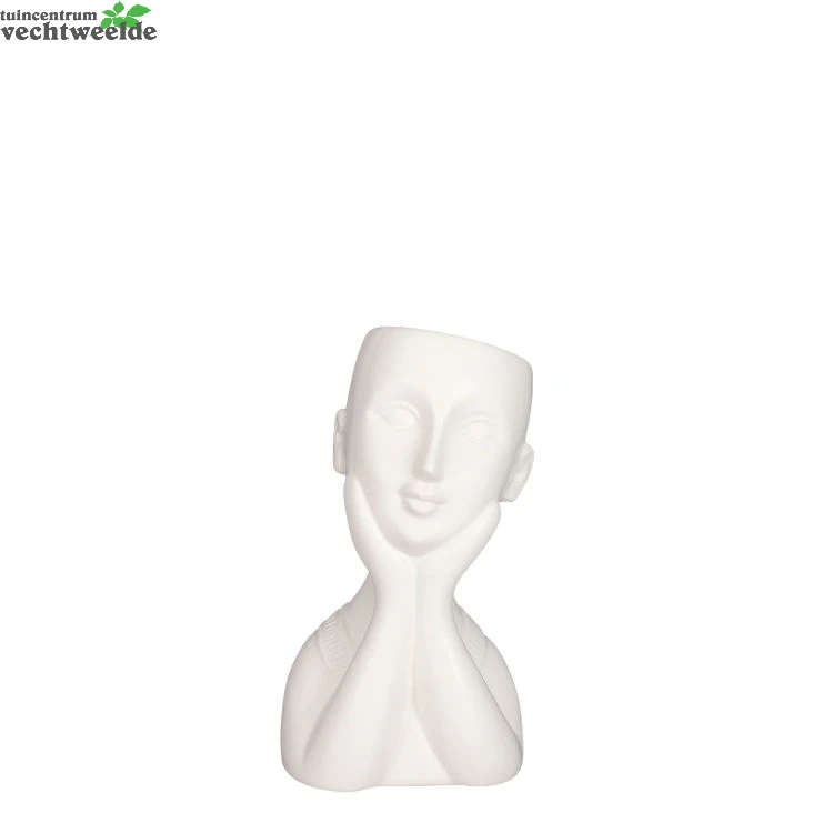 Pot Gezicht L11.5b10.5h21cm Wit 3 Pot Gezicht L11.5b10.5h21cm Wit
